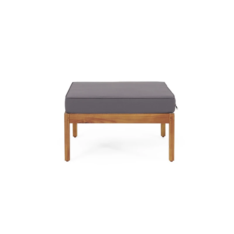 Streamdale Furniture Mid-Century Modern Acacia Wood Ottoman & Coffee Table Set