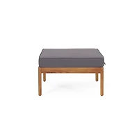 Streamdale Furniture Mid-Century Modern Acacia Wood Ottoman & Coffee Table Set