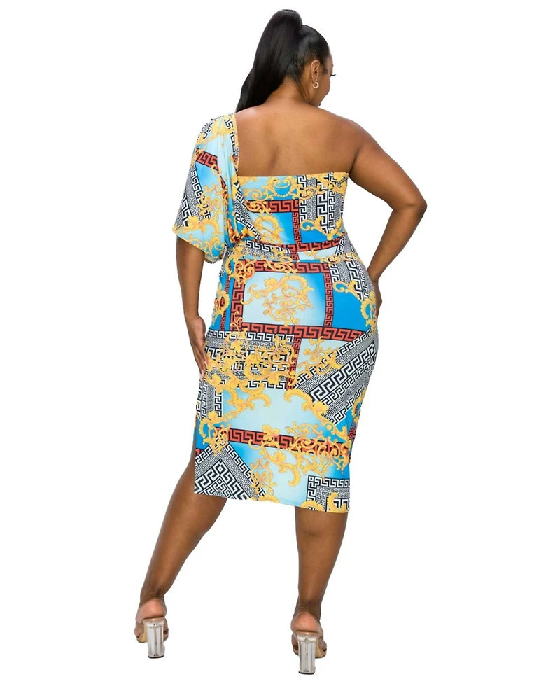 L I V D Plus Sofia One Shoulder Midi Dress
