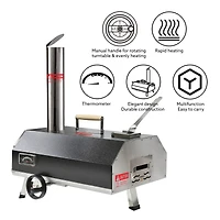 Streamdale Furniture Black 12 Outdoor Pizza Oven: Portable, Wood-Fired, Authentic Stone Baked Pizzas