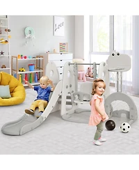 6 1 Toddler Slide and Swing Set Climber Playset w/ Ball Games Orange