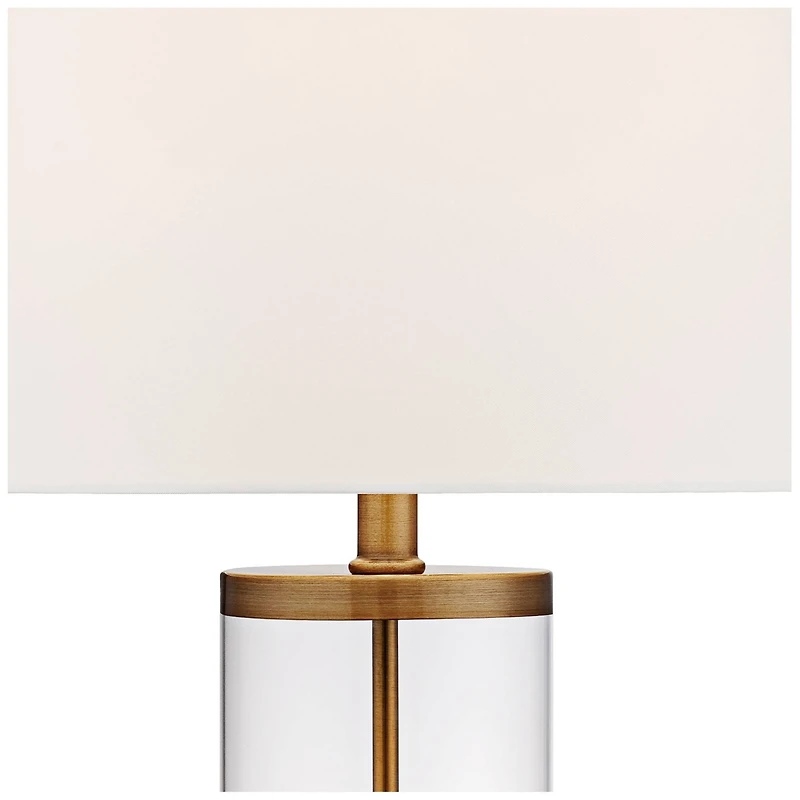 Modern Coastal Table Lamp Fillable 26" High Clear Glass Cylinder Gold Metal White Drum Ball Shade Decor for Living Room Bedroom Beach House Bedsi