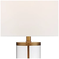 Modern Coastal Table Lamp Fillable 26" High Clear Glass Cylinder Gold Metal White Drum Ball Shade Decor for Living Room Bedroom Beach House Bedsi