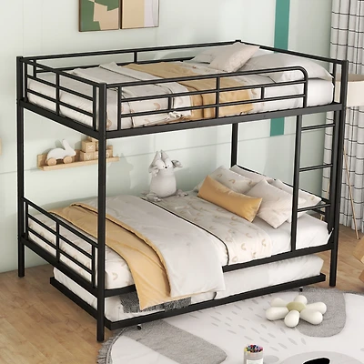 Simplie Fun Full Over Full Metal Bunk Bed With Trundle
