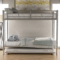 Simplie Fun Twin Over Twin Bunk Bed With Trundle, Silver