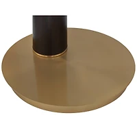 Possini Euro Design Mid Century Modern Arc Floor Lamp 72 1/2" Tall Espresso Warm Gold Metal White Linen Drum Shade for Living Room