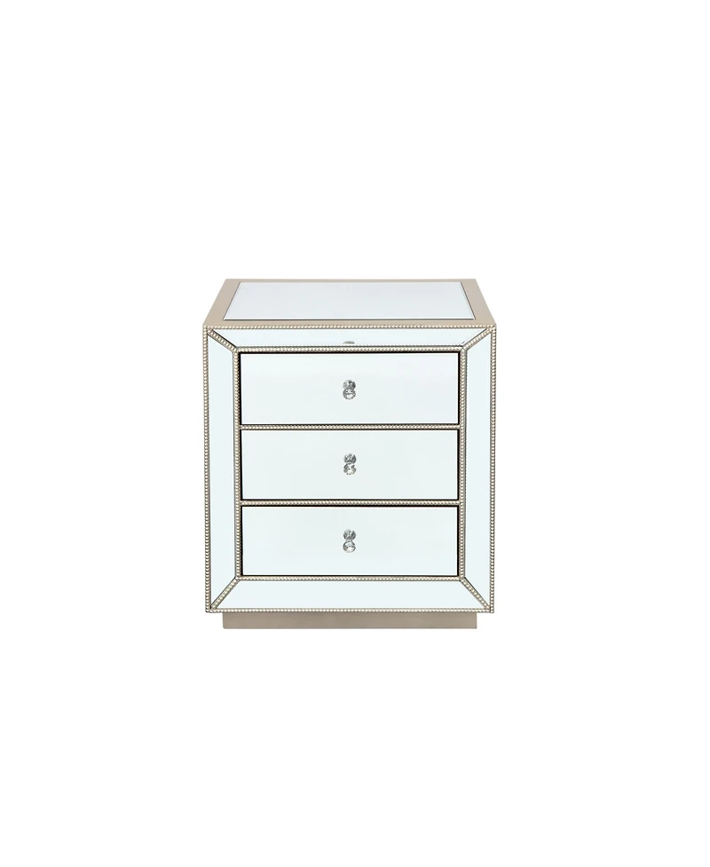 Streamdale Furniture Pearl Silver Mirrored 3-Drawer Cabinet