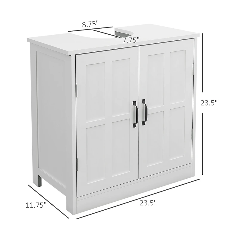 Kleankin Bathroom Sink Cabinet, Pedestal Sink Cabinet with Adjustable Shelf, White