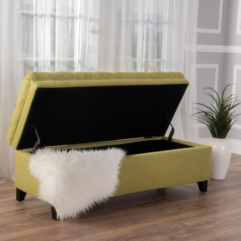 Streamdale Juliana Fabric Storage Ottoman Green, 50" x 20.5" x 18.2