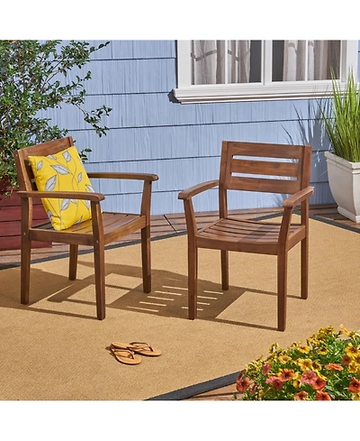 Streamdale Christopher Knight Home 2-Piece Acacia Wood Outdoor Dining Chairs