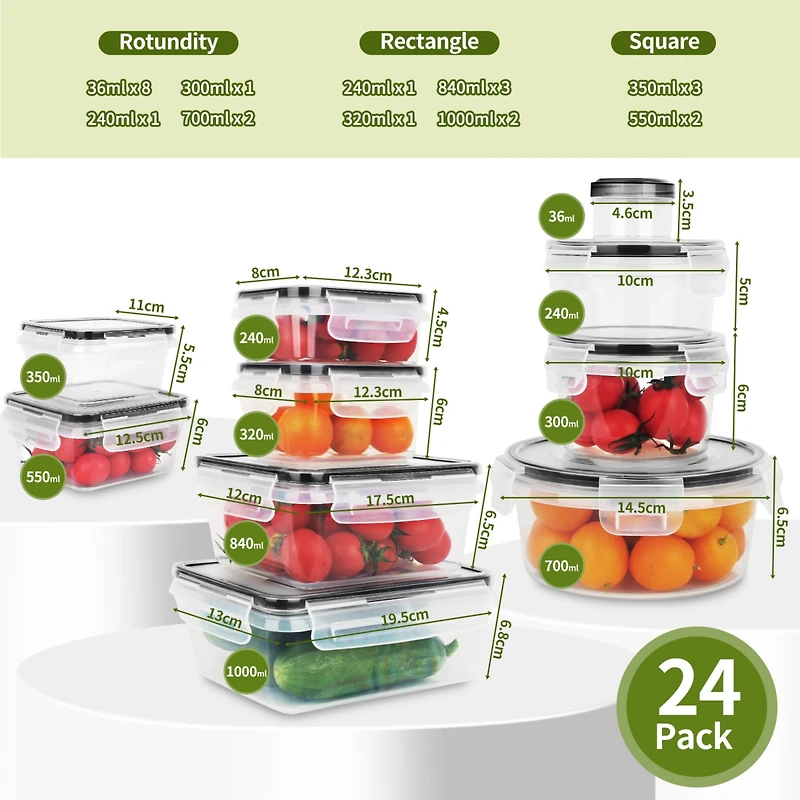SUGIFT48-Piece Airtight Food Storage Container Set with Lids Airtight