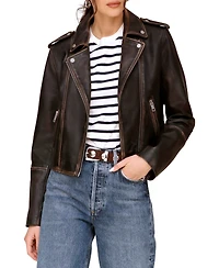 Avec Les Filles Women's Asymmetric Leather Moto Jacket