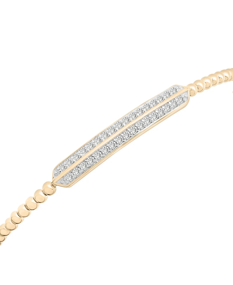 Diamond Bar Cuff Bangle Bracelet (1/5 ct. t.w.) 14k Gold-Plated Sterling Silver or Silver, Created for Macy's