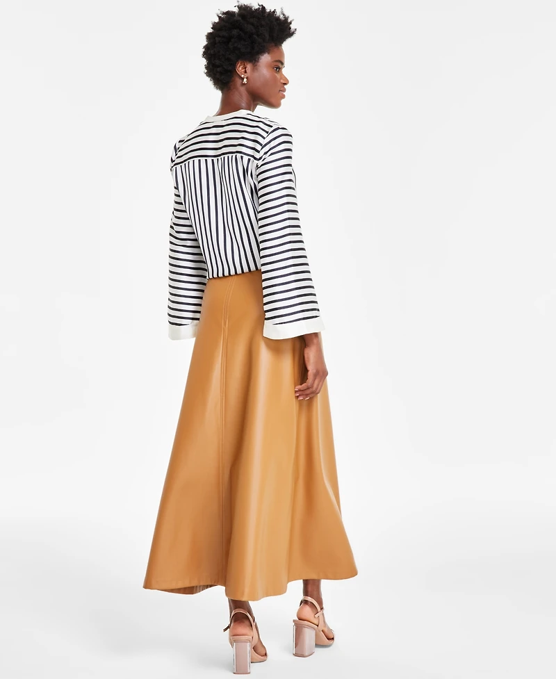 Vince Camuto Women's Faux-Leather Seamed Maxi Skirt