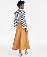 Vince Camuto Women's Faux-Leather Seamed Maxi Skirt