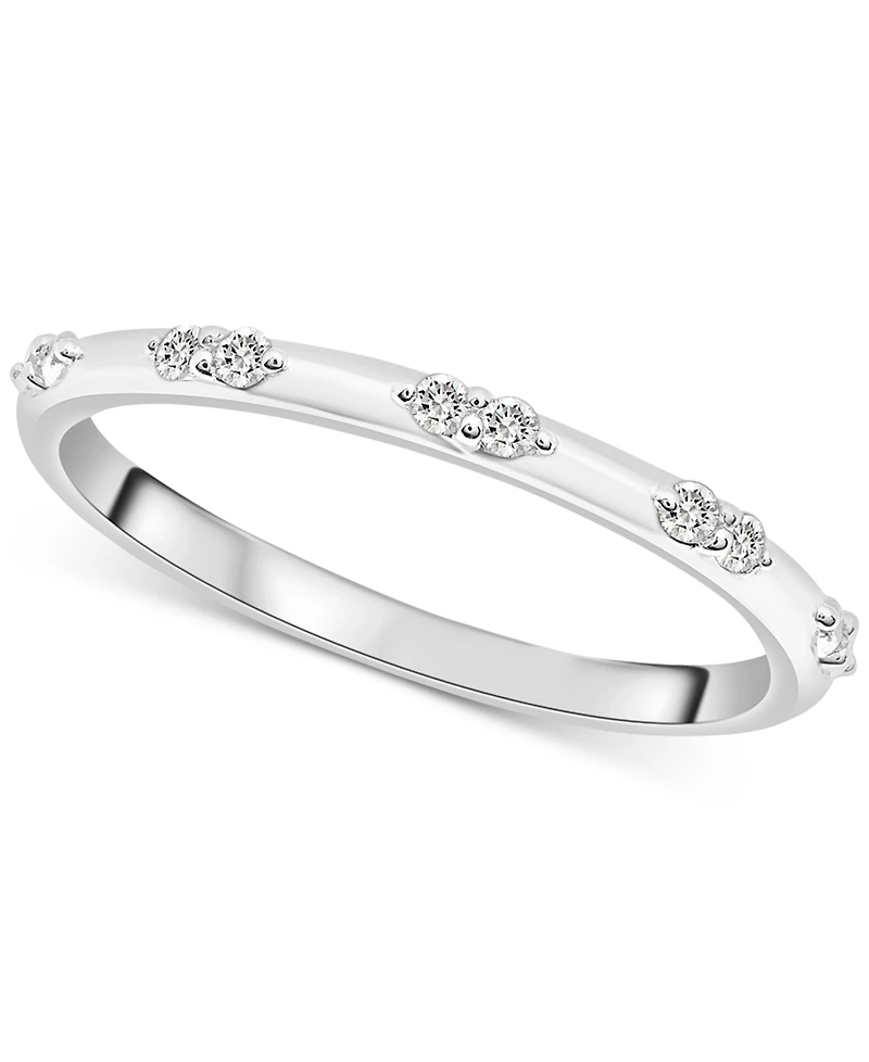 Diamond Mini Cluster Stack Band (1/6 ct. t.w.) 10k White Gold, Created for Macy's