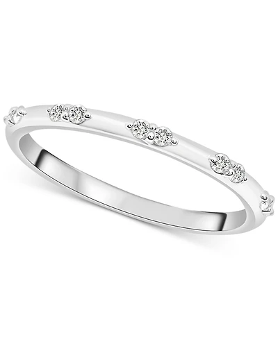Diamond Mini Cluster Stack Band (1/6 ct. t.w.) 10k White Gold, Created for Macy's