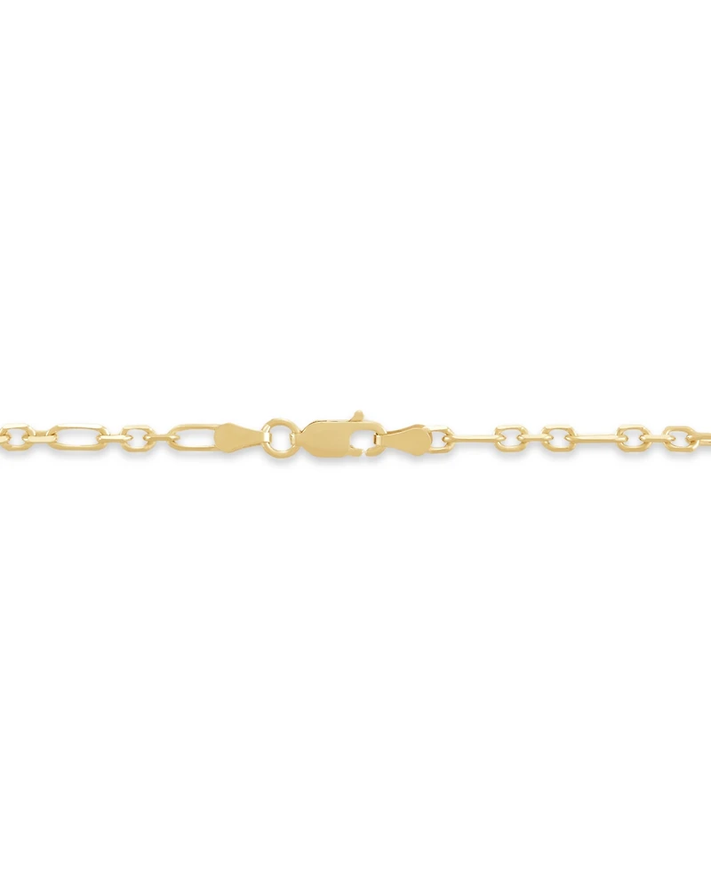Italian Silver Square Cable Figaro Link Chain Necklace in 18k Gold-Plated Sterling Silver, 18"