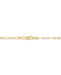 Italian Silver Square Cable Figaro Link Chain Necklace in 18k Gold-Plated Sterling Silver, 18"