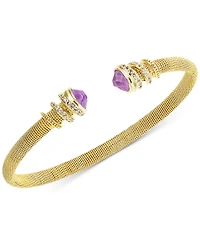 Amethyst (1-1/5 ct. t.w.) & White Topaz (3/8 Cuff Bangle Bracelet 14k Gold-Plated Sterling Silver (Also Sky Blue Citrine)