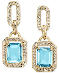 Amethyst (4-3/8 ct. t.w.) & White Topaz (1-1/6 Framed Dangle Drop Earrings 14k Gold-Plated Sterling Silver (Also Sky Blue Topaz, Onyx