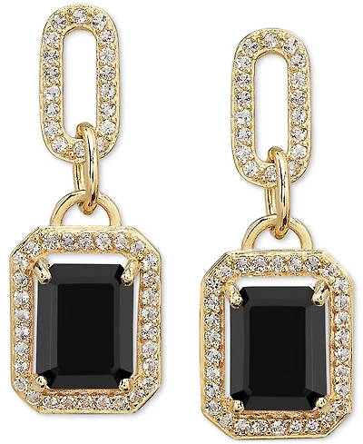 Amethyst (4-3/8 ct. t.w.) & White Topaz (1-1/6 Framed Dangle Drop Earrings 14k Gold-Plated Sterling Silver (Also Sky Blue Topaz, Onyx