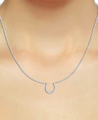 Diamond Horseshoe 18" Pendant Necklace (1/8 ct. t.w.) in Sterling Silver or 14k Gold-Plated Sterling silver