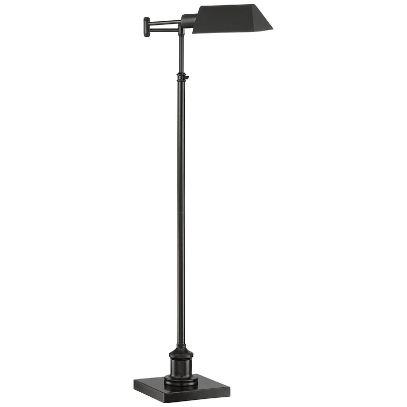 Regency Hill Jenson Traditional Pharmacy Swing Arm Floor Lamp 54" Tall Adjustable Dark Bronze Metal Shade for Living Room Reading Bedroom Office