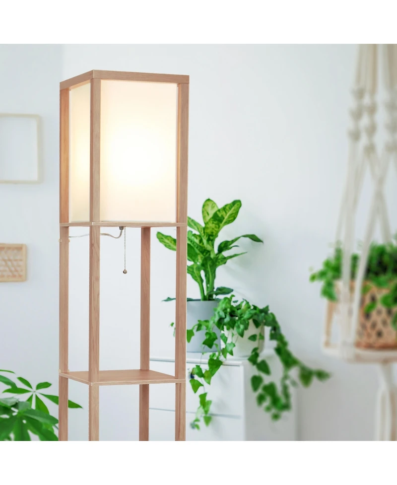 Maxwell 63" Led Shelf Column Floor Lamp with Lantern Shade