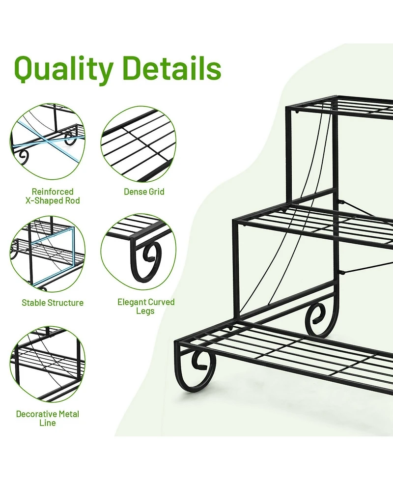 3 Tier Outdoor Metal Garden Planter Holder Shelf
