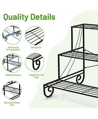 3 Tier Outdoor Metal Garden Planter Holder Shelf