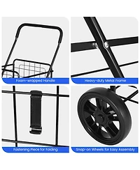 Sugift Portable Folding Shopping Cart Utility for Grocery Laundry