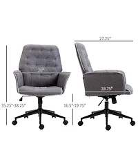 Homcom Height Adjustable Home Office Chair with Tufted Back Swivel Wheels