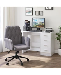 Homcom Height Adjustable Home Office Chair with Tufted Back Swivel Wheels