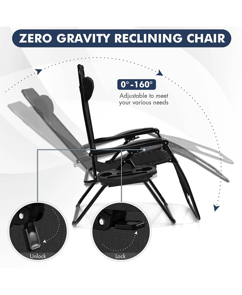Inolait Outdoor Folding Zero Gravity Reclining Lounge Chair