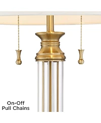 Vienna Full Spectrum Traditional Table Lamp with Usb Charging Port 30" Tall Antique Brass 2-Light Drum Shade for Living Room Bedroom House