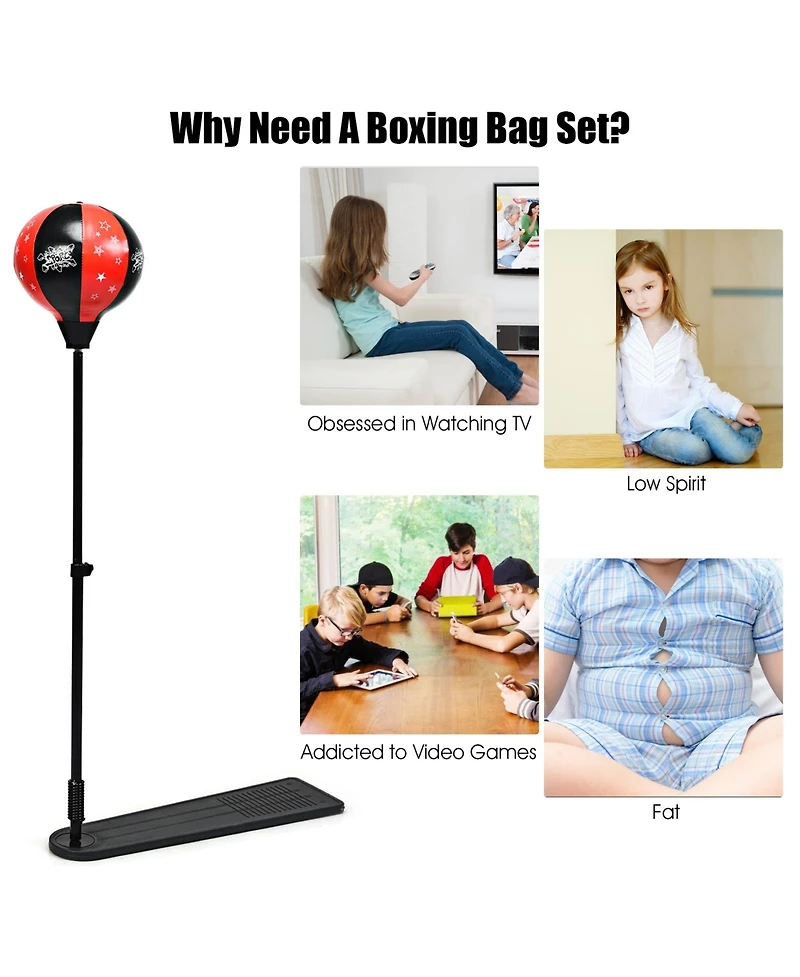 Sugift Kids Punching Bag with Adjustable Stand and Boxing Gloves