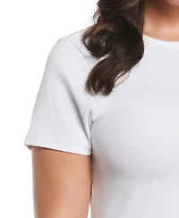 Ella Rafaella Plus Ribbed Crew Neck Short Sleeve Top