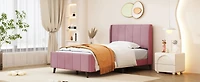 Streamdale Twin Size Upholstered Platform Bed, Velvet, Pink