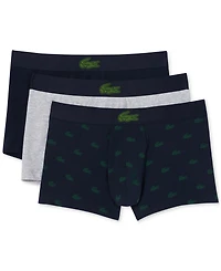 Lacoste Men's 3-Pack Regular Fit Stretch Mini Croc Trunks