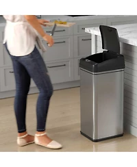 iTouchless Stainless Steel Sensor Trash Can with AbsorbX Odor Filter 13 Gallon Silver