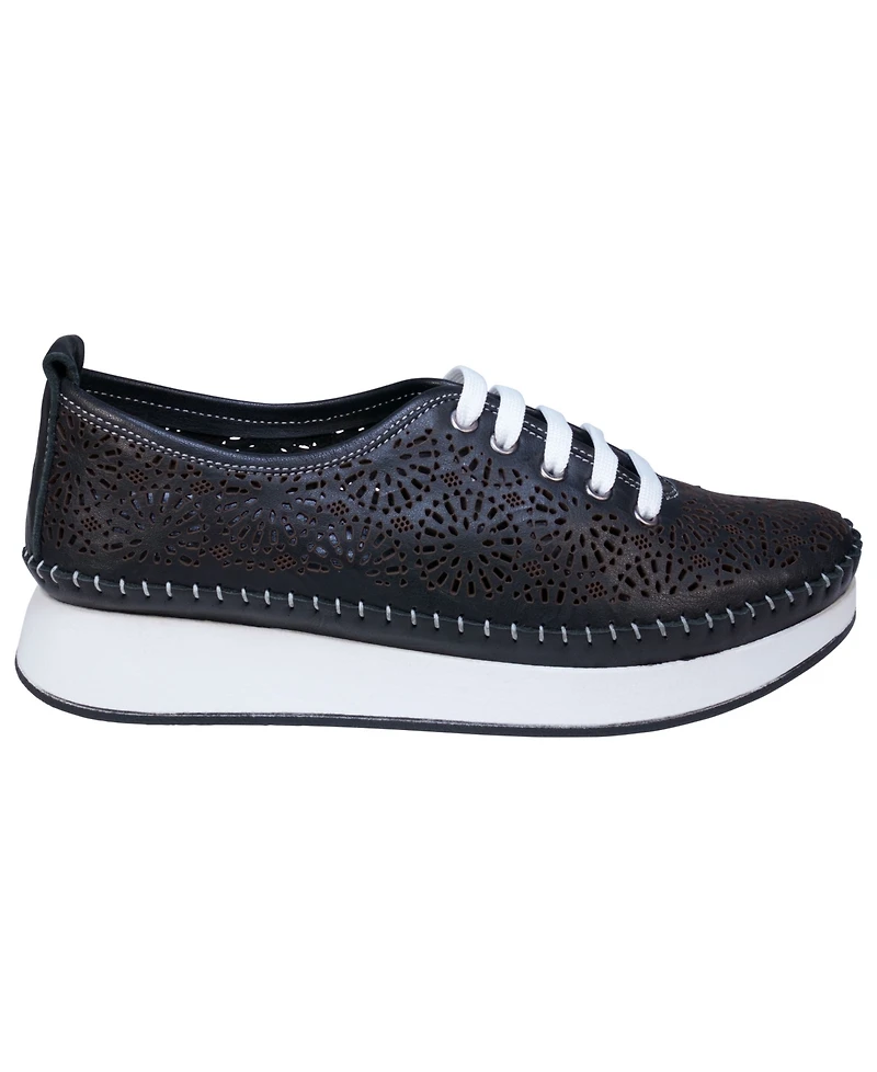 Cools 21 Women's Sarto Perforated Leather Lace Up Platform Sneakers