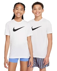 Nike Big Kids' Legend Swoosh-Logo Crewneck Dri-fit T-Shirt