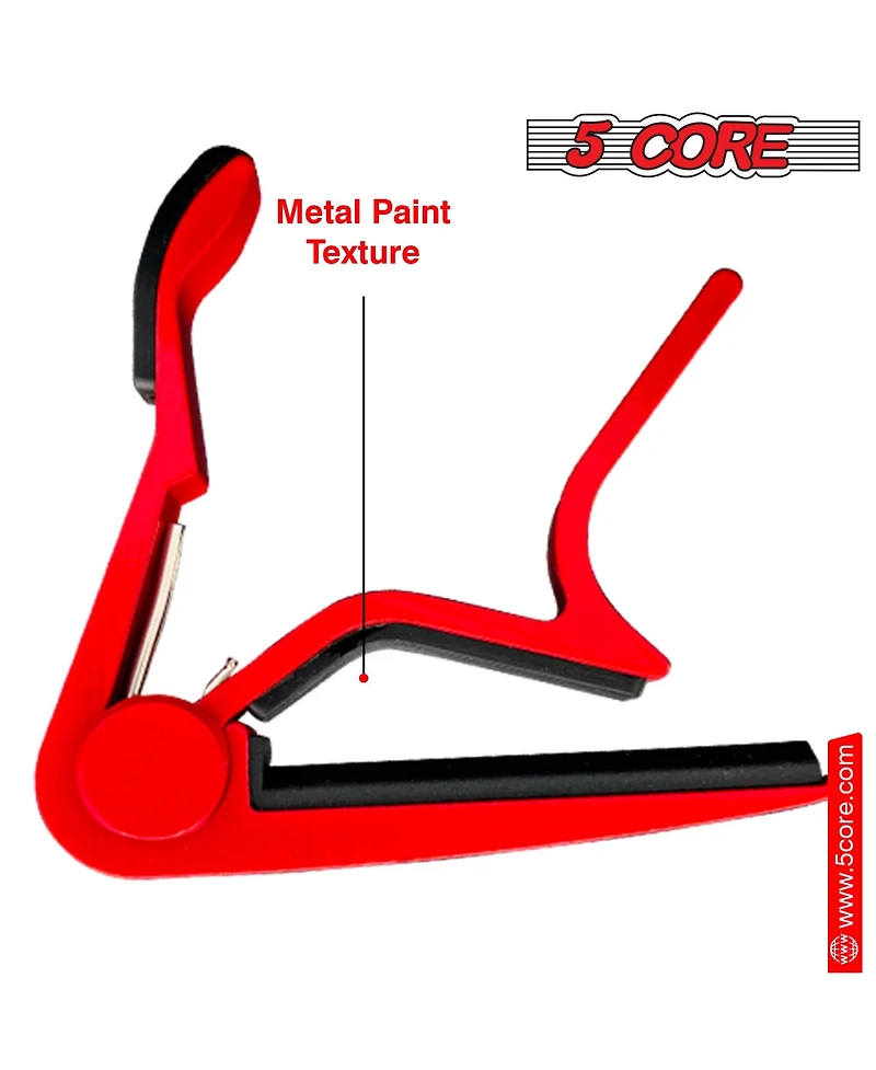 5Core Capo Acoustic Electric Guitar 6 String Kapo Clip For Banjo Mandolin Ukulele - Capo Red