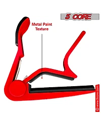 5Core Capo Acoustic Electric Guitar 6 String Kapo Clip For Banjo Mandolin Ukulele - Capo Red