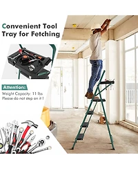 4 Step Ladder Folding Portable Anti-Slip Steel Step Stool 330lbs with Tool Platform