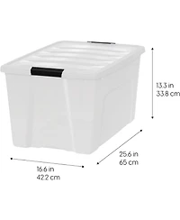 Iris 4 Pack 72qt Plastic Storage Bin with Lid and Secure Latching Buckles, Pearl