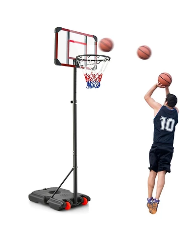 Portable Basketball Hoop Stand 6.3FT-8.1FT Adjustable withWheels & Edge Protectors
