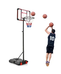 Portable Basketball Hoop Stand 6.3FT-8.1FT Adjustable withWheels & Edge Protectors