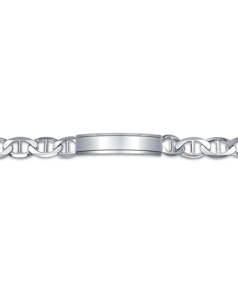 Bling Jewelry Bar Name Plated identification Id Bracelet 10MM Marine Mariner Chain Link 250 Gauge .925 Sterling Silver Made Italy